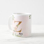 Floral Botanical Gold Initial Letter Z Coffee Mug コーヒーマグカップ (正面左)