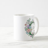 Floral Botanical Monogram | Custom Text Elegant Co コーヒーマグカップ (正面右)