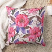 Floral botanical pink and purple pattern クッション (ブランケット)