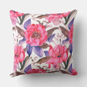 Floral botanical pink and purple pattern クッション (裏面)