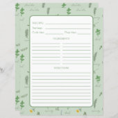Floral Botanical Recipe Binder Page (正面/裏面)