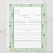 Floral Botanical Recipe Binder Page (裏面)