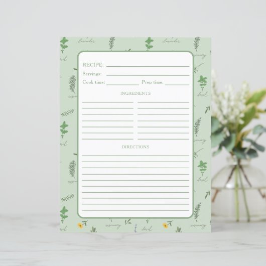 Floral Botanical Recipe Binder Page (スタンド正面)