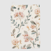 Floral Botanical Watercolor Leaves Beige Painted ゴルフタオル (正面)