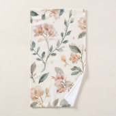Floral Botanical Watercolor Leaves Beige Painted バスタオルセット (ハンドタオル)
