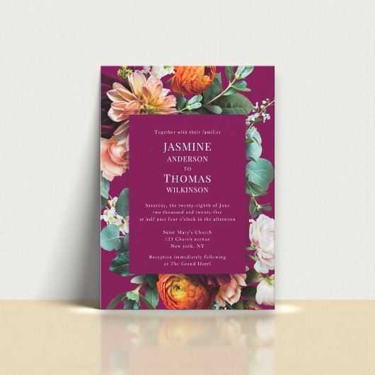 Floral  Botanical Wedding Invitation 招待状