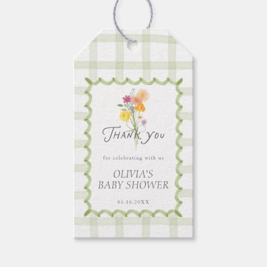 Floral Bouquet Baby Shower Momosa Bar ギフトタグ (正面)