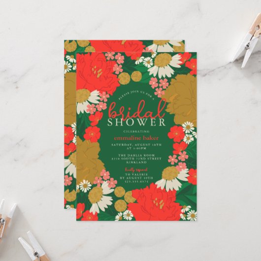 Floral Bouquet Bridal Shower Invitation 招待状 (正面/裏面インサイチュ)
