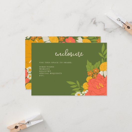 Floral Bouquet Bridal Shower Invitation Insert 招待状 (正面/裏面インサイチュ)
