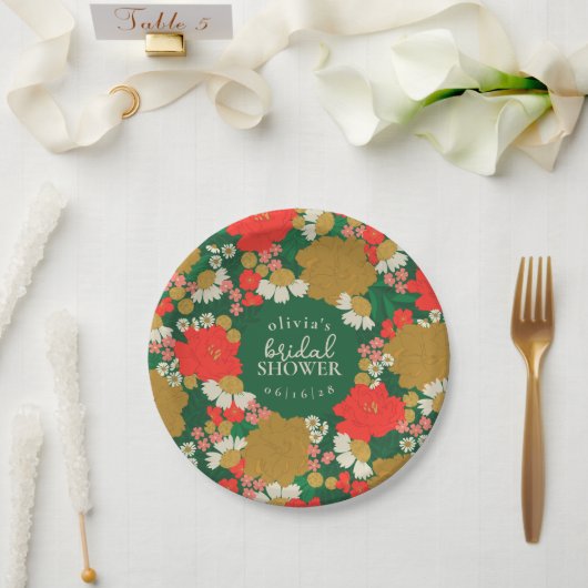 Floral Bouquet Bridal Shower Paper Plates ペーパープレート (ウェディング)