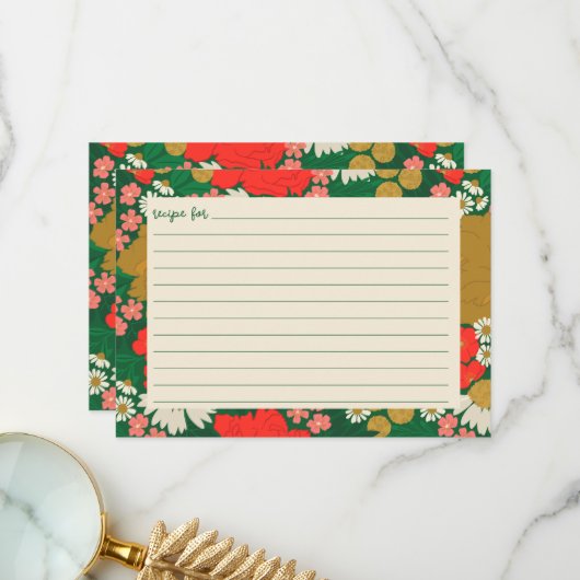 Floral Bouquet Bridal Shower Recipe Card サンキューカード (正面/裏面インサイチュ)