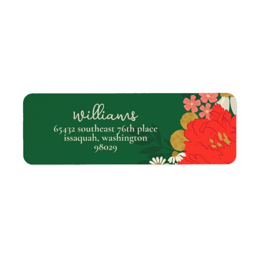 Floral Bouquet Bridal Shower Return Address Label ラベル (正面)
