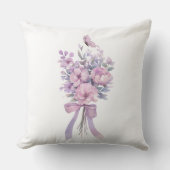 Floral Bouquet & Butterfly Pillow – Romantic クッション (正面)