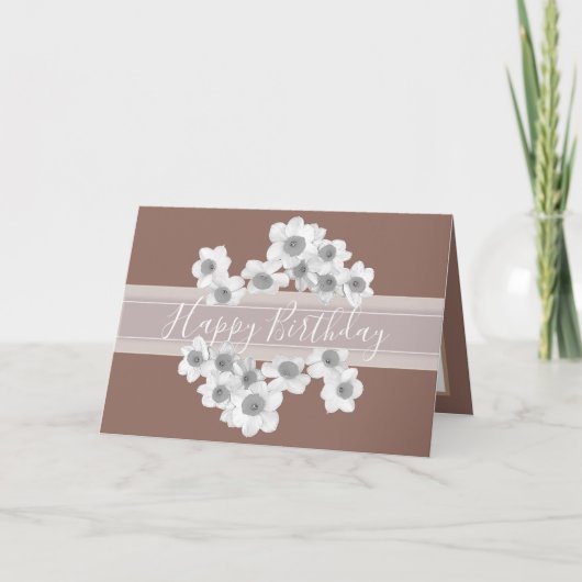 Floral Bouquet Daffodil Flowers Chic Girl Birthday カード (正面)