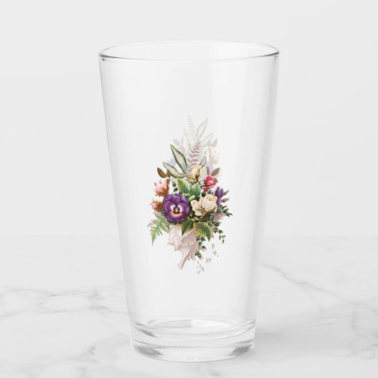 Floral Bouquet Glass Tumbler With Flowers タンブラーグラス (正面)