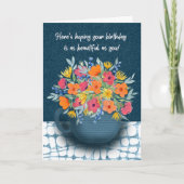 Floral Bouquet in Navy Blue mug Birthday カード (正面)