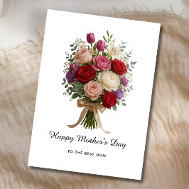 Floral Bouquet Mother’s Day Card for Best Mum シーズンカード