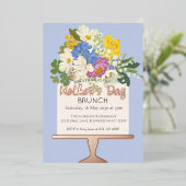 Floral Bouquet Mother's Day Brunch 箔招待状 (立ち正面)