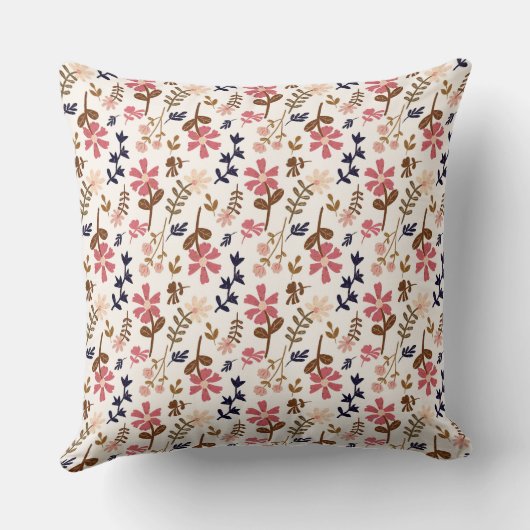 Floral Bouquet Pattern Decorative Pillow クッション (裏面)