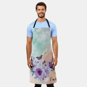 Floral bouquet purple garden エプロン (着用した状態)