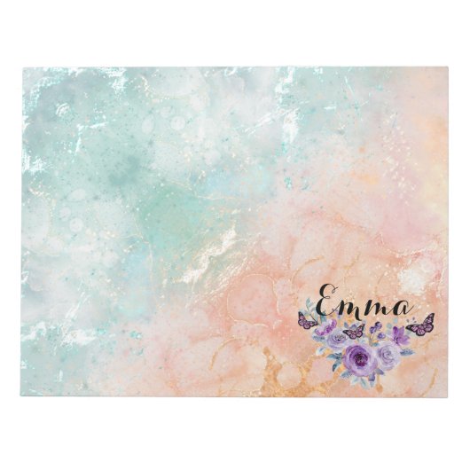 Floral bouquet purple garden ノートパッド (正面)