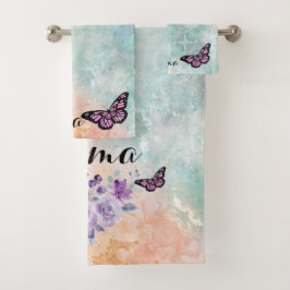 Floral bouquet purple garden バスタオルセット