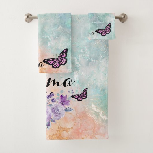 Floral bouquet purple garden バスタオルセット (インサイチュ)