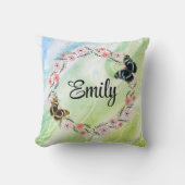 Floral bouquet romantic serenity butterflies クッション (正面)