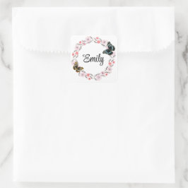 Floral bouquet romantic serenity butterflies スクエアシール