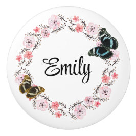 Floral bouquet romantic serenity butterflies セラミックノブ