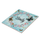 Floral bouquet romantic serenity butterflies タイル (側面)