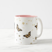 Floral bouquet romantic serenity butterflies ツートーンマグカップ (正面右)
