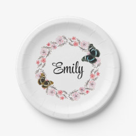 Floral bouquet romantic serenity butterflies ペーパープレート