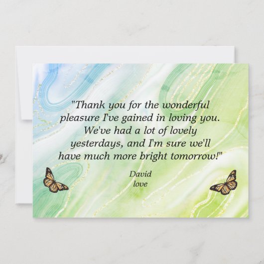 Floral bouquet romantic serenity butterflies 招待状 (裏面)