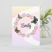 Floral bouquet romantic serenity butterflies 招待状 (スタンド正面)