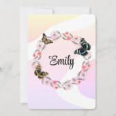 Floral bouquet romantic serenity butterflies 招待状 (正面)