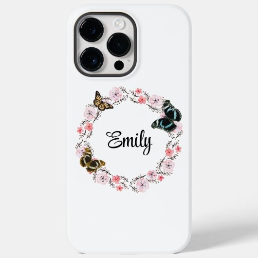 Floral bouquet romantic serenity butterflies Case-Mate iPhoneケース (裏面)