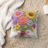 Floral Bouquet - Scribbled Style Art クッション (ブランケット)
