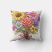 Floral Bouquet - Scribbled Style Art クッション (裏面)