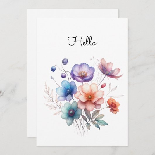 Floral Bouquet Watercolor Illustration Customize (正面/裏面)