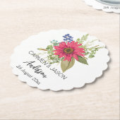  Floral Bouquet Wedding Custom Name ペーパーコースター (アングル)