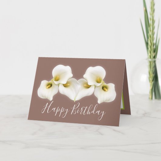 Floral Bouquet White Calla Lilies Floral Birthday カード (正面)