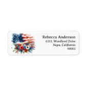 Floral Bouquet with American Flag Return Address  ラベル (正面)