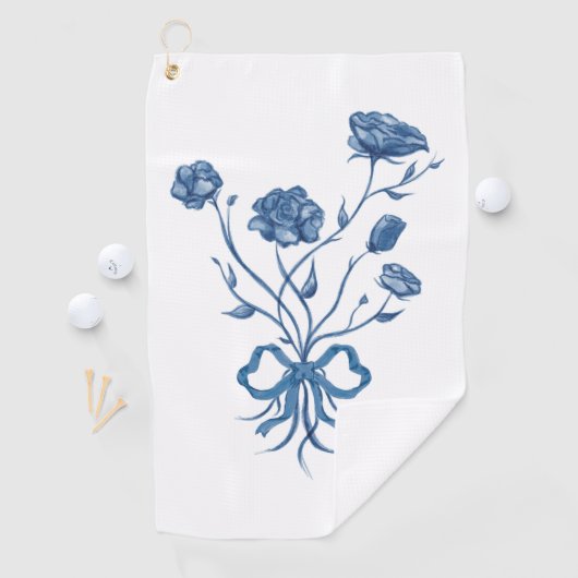 Floral Bouquet With Blue Bow  ゴルフタオル (インサイチュ)