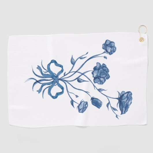 Floral Bouquet With Blue Bow  ゴルフタオル (横)