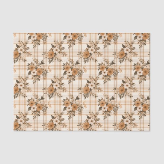 Floral Bouquets and Autumn Plaid 3 Sheets 薄葉紙 (正面)