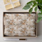 Floral Bouquets and Autumn Plaid 3 Sheets 薄葉紙 (ギフト)