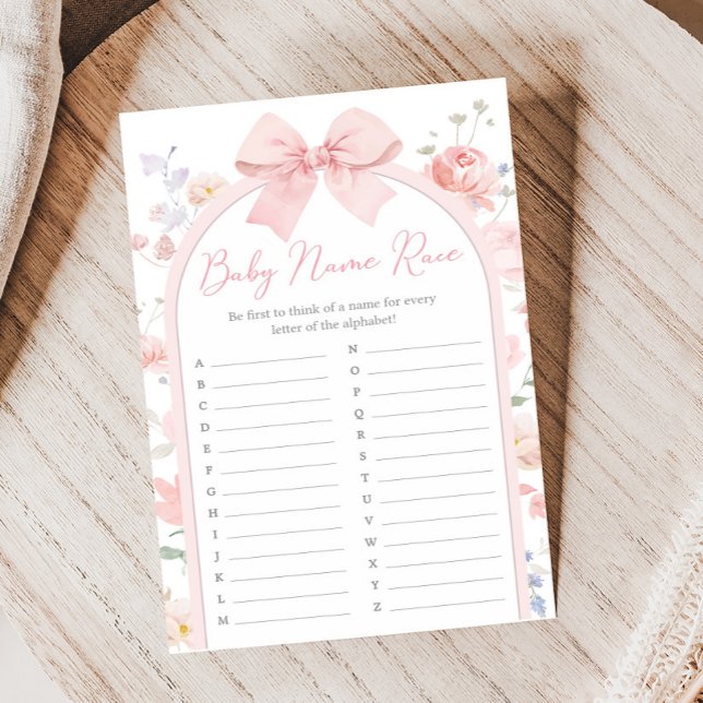 Floral Bow Baby in Bloom Shower Name Race Game (クリエイターアップロード済み)