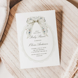 Floral Bow Cottage Baby Shower 招待状