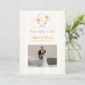 Floral Bow Crest Monogram Spring Wedding サンキューカード (スタンド正面)